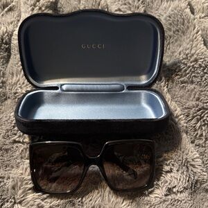 Gucci Black Gradient Square Oversized Sunglasses with Case